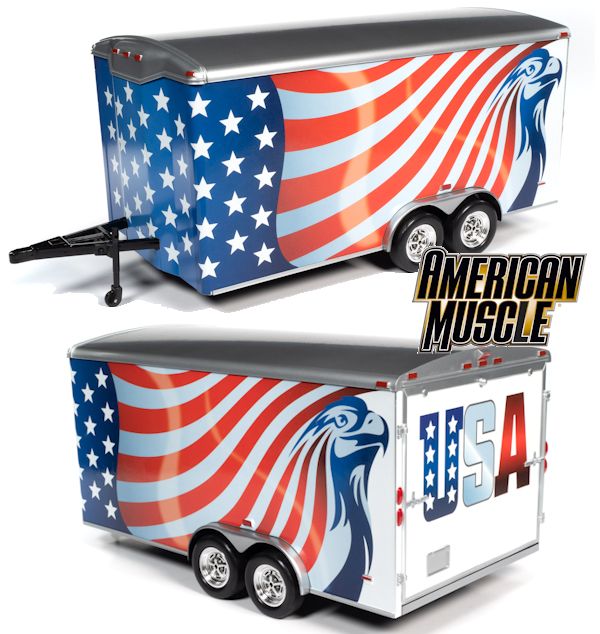 AMM1266 - 1:18 Red/Bl Enclosed Trailer