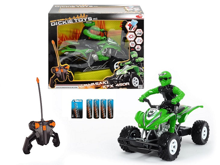 D201119403 - 1:8 36cm (27MHz) Kawasaki KFX 450R w/Rider Radio Control Batteries Included