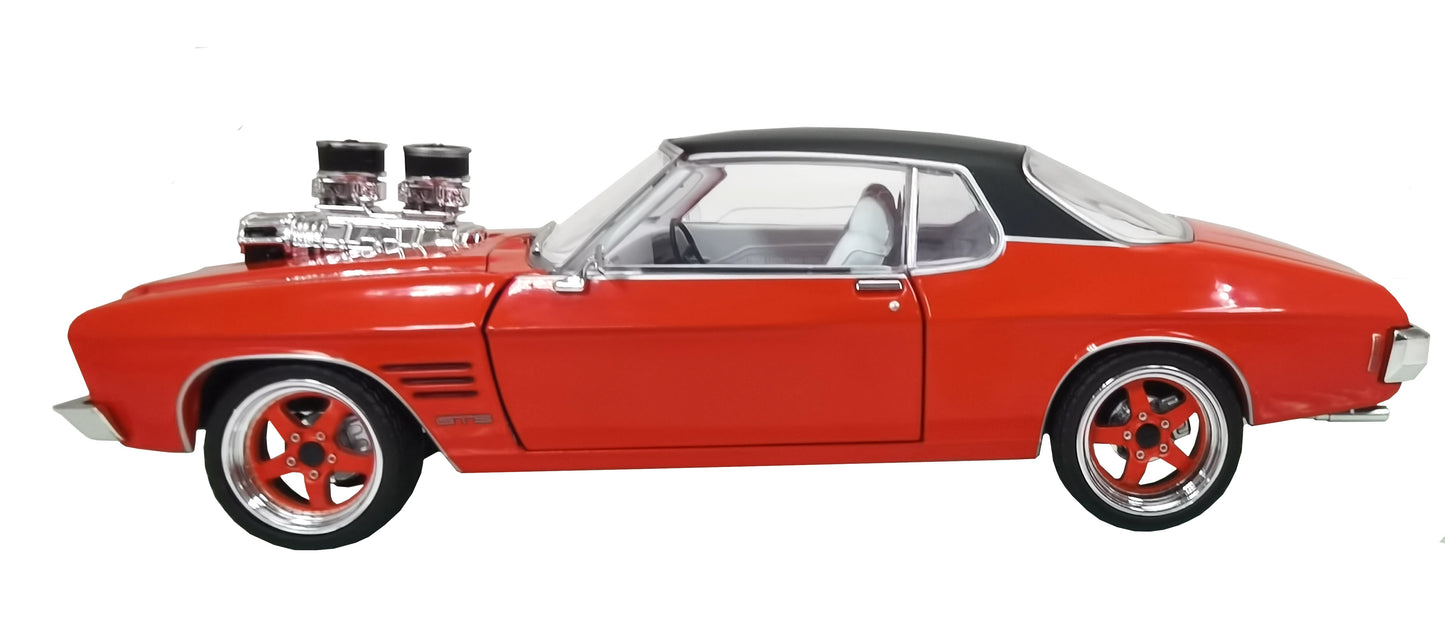 Classic Elegance: 1:24 1973 HQ Candy Red Holden Monaro with Black Roof and White Interior