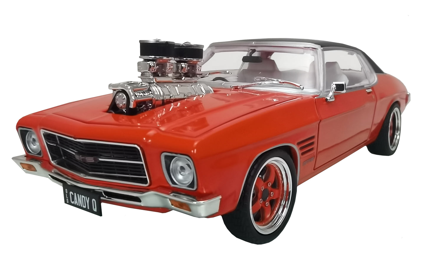 Classic Elegance: 1:24 1973 HQ Candy Red Holden Monaro with Black Roof and White Interior