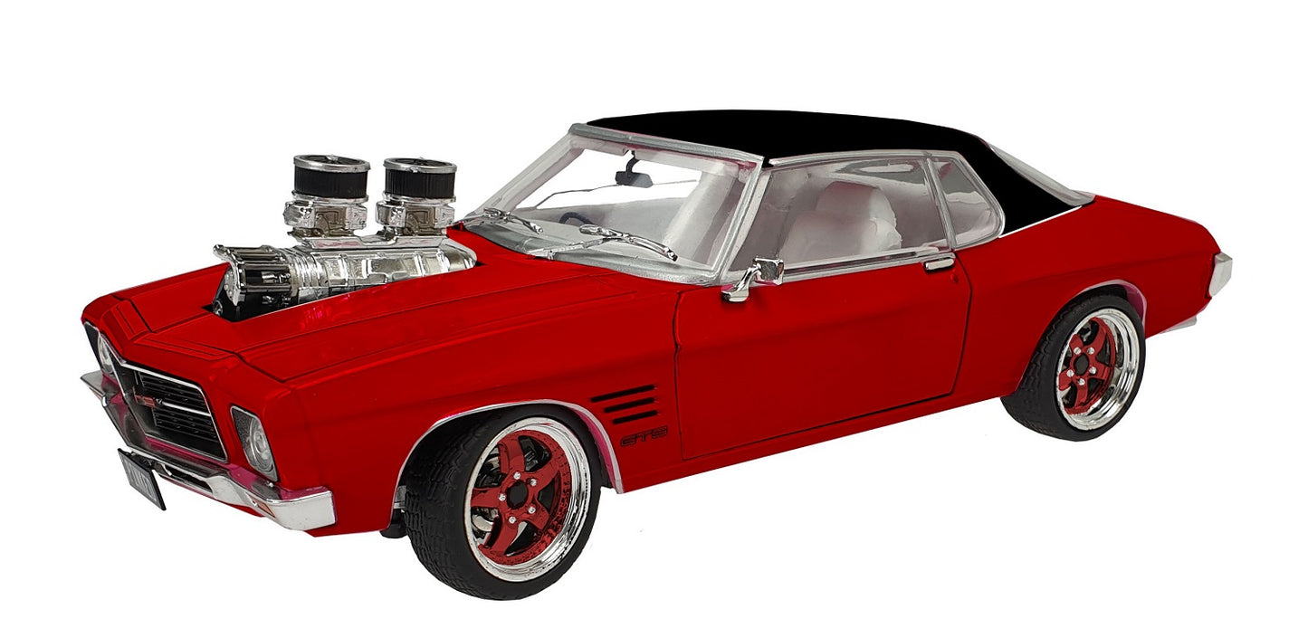 Classic Elegance: 1:24 1973 HQ Candy Red Holden Monaro with Black Roof and White Interior