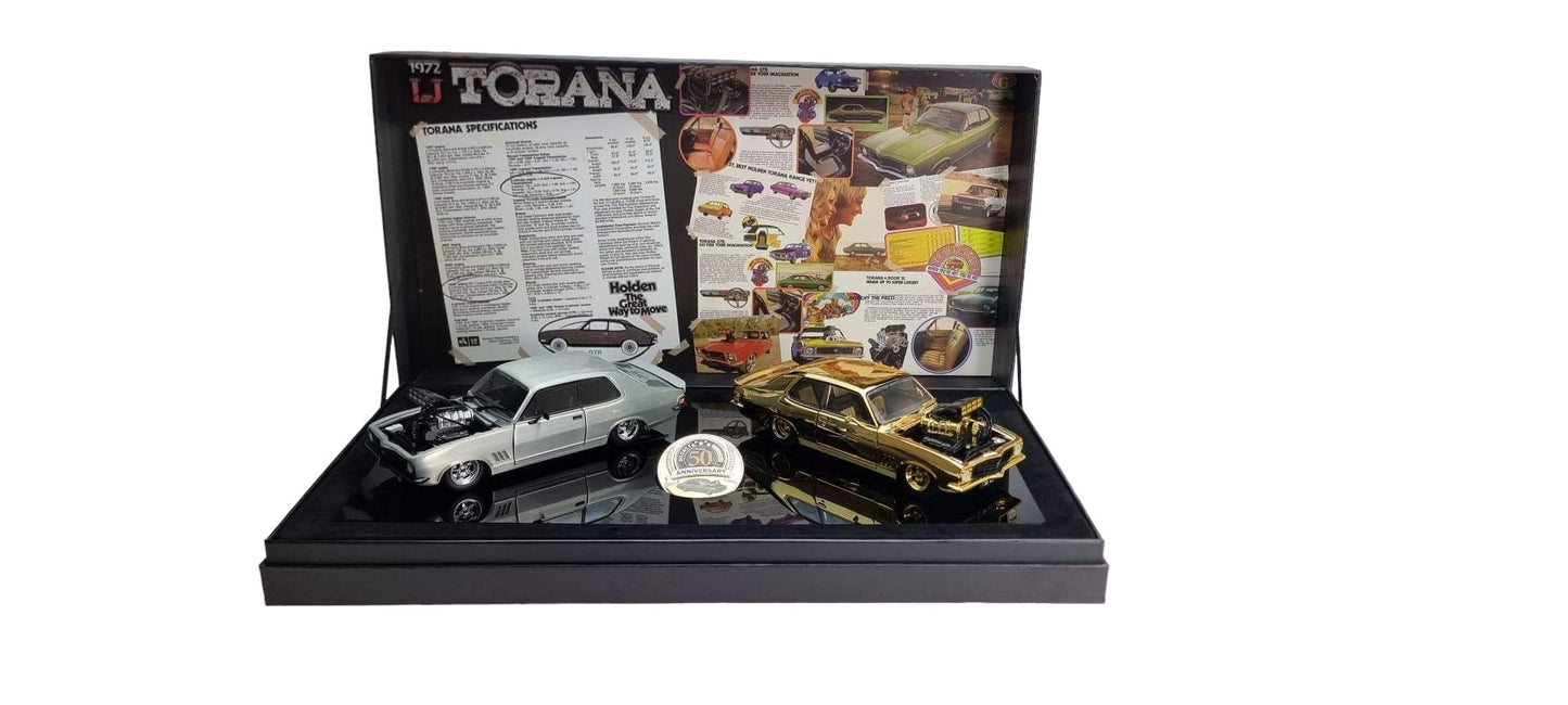 Celebrate Heritage: 1:24 SS Exclusive 50th Anniversary Twin Set Gold & Raw Steel Blown Slammed 1972 LJ Torana