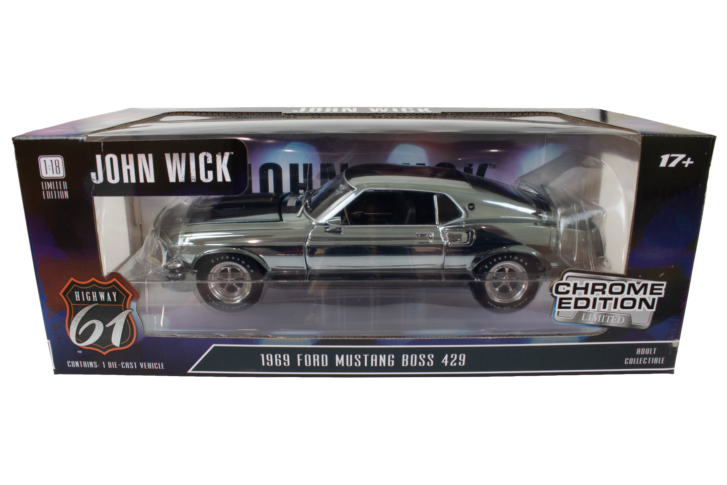 GL-HWY18031 - 1:18 Chrome John Wick Mustang
