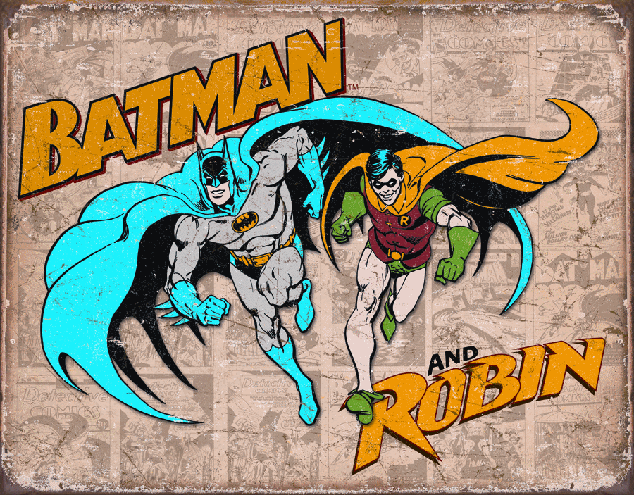 MS1826 - Tin Sign Batman & Robin Weathered