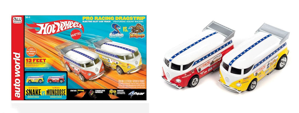 1:64 VW's Snake & Mongoose 13 Foot Pro Racing Dragstrip Slot Car Set
