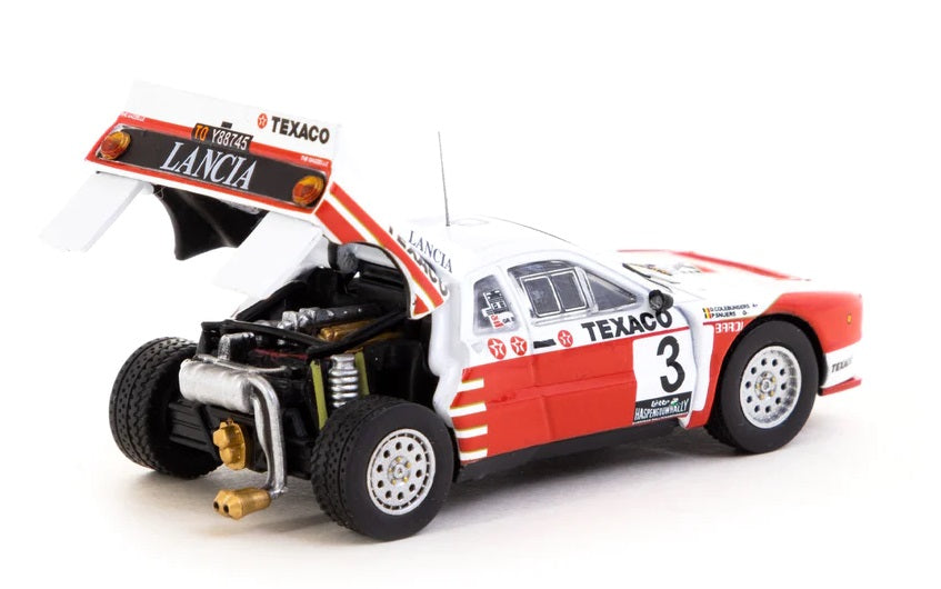1:64 Lancia 037 Rally - Rally Van Haspengouw 1985 Winner - With Opening Rear Bonnet and Painted Engine.
