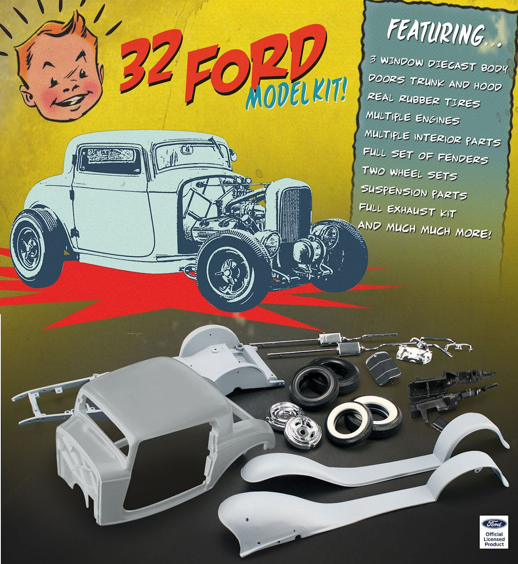 A1805001K - 1:18 1932 Ford Three Window Metal Model Kit