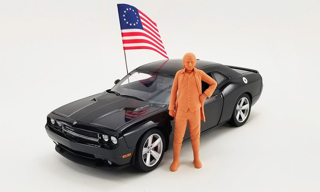 1:18 2010 Dodge Challenger SRT8 w/George Washington Figure + Flag