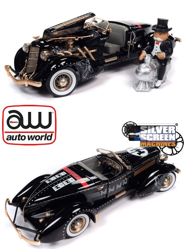 AWSS140 - 1:18 1935 Auburn 851 Sportster with Monopoly Figure