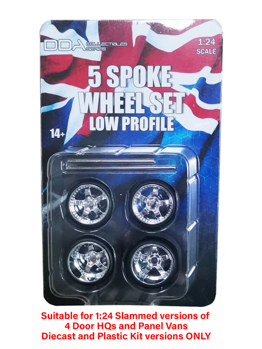 DDAW003 - 1:24 (4pcs) Low Profile 5 Spoke Wheels