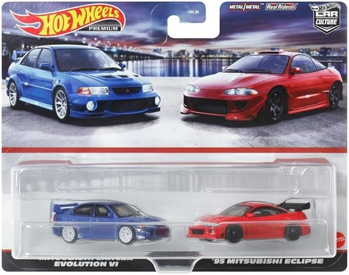 HKF59 1:64 2 Pack, 2023, Mitsubishi Lancer Evolution VI & '95 Mitsubishi Eclipse