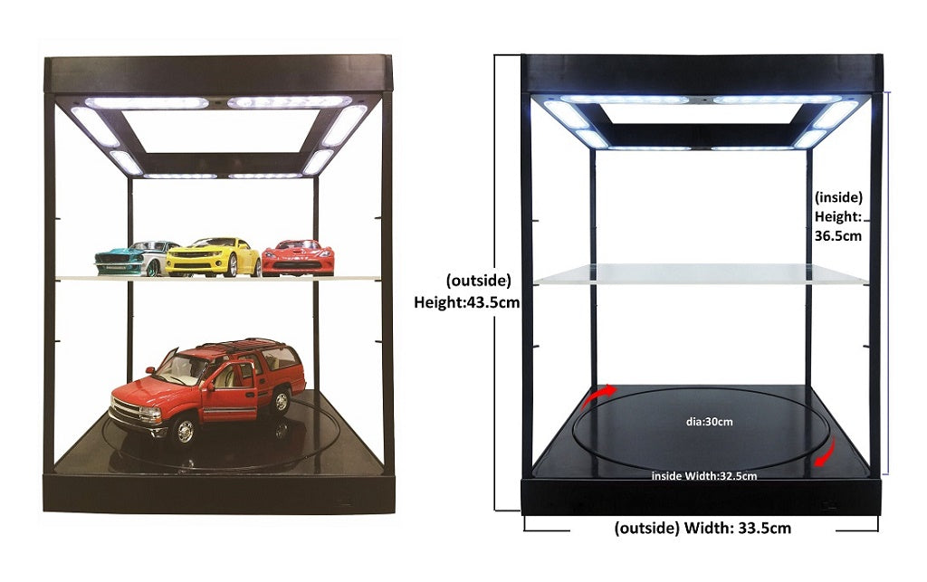 KC9929BLK - Black LED Rotary Display Case w/Adjustable Shelf