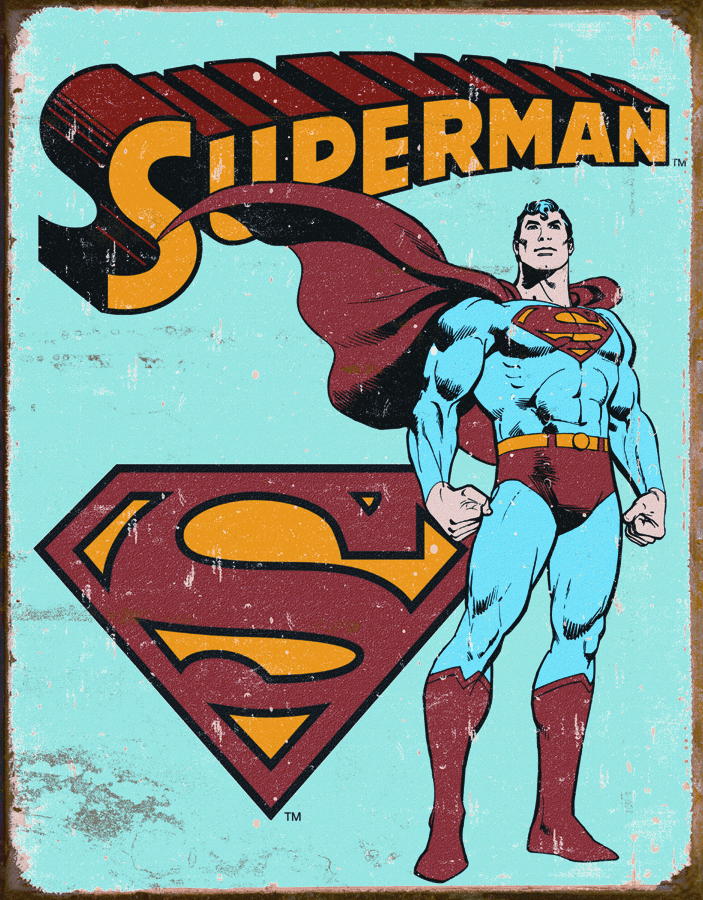 MS1335 - Tin Sign Superman Retro Panels (Standing)