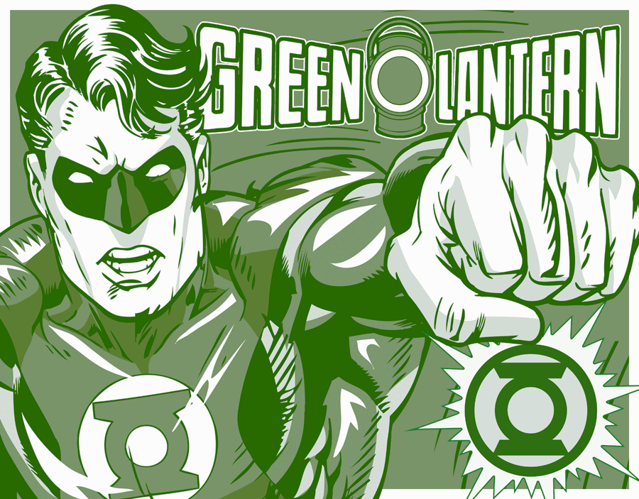 MS1733 - Tin Sign Green Lantern Duo Tone